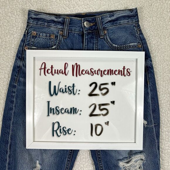 Aeropostale Jeans Women’s Size 00R (Actual 25x25) Blue 90’s Baggy Distressed - Picture 14 of 14